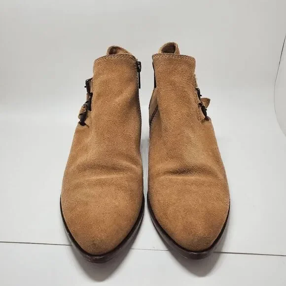 Frye Women's Ray Brown Suede Ankle Triple Buckle Booties 8M - Picture 2 of 12